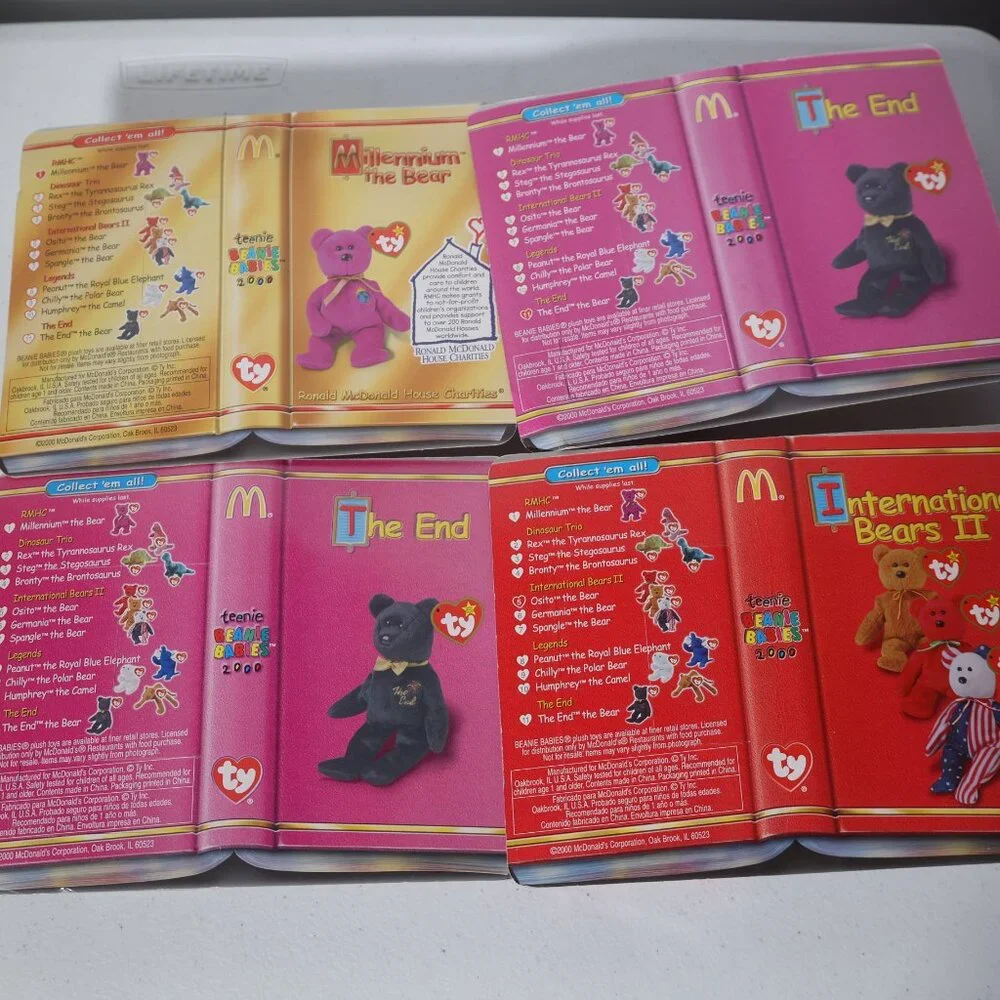 TY Beanie Babies Mcdonalds Lot of 4 Ositio The End Millennium 2000 NIP